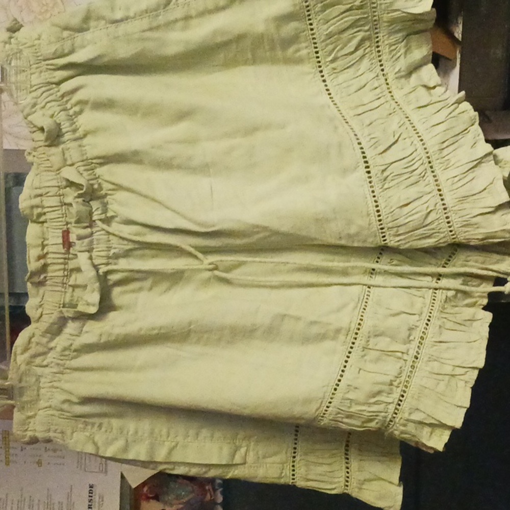 Free People Light Green High Waist Ruffled Shorts